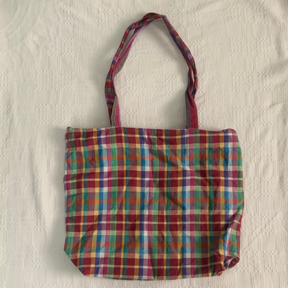 Colorful Plaid Zip Tote Bag